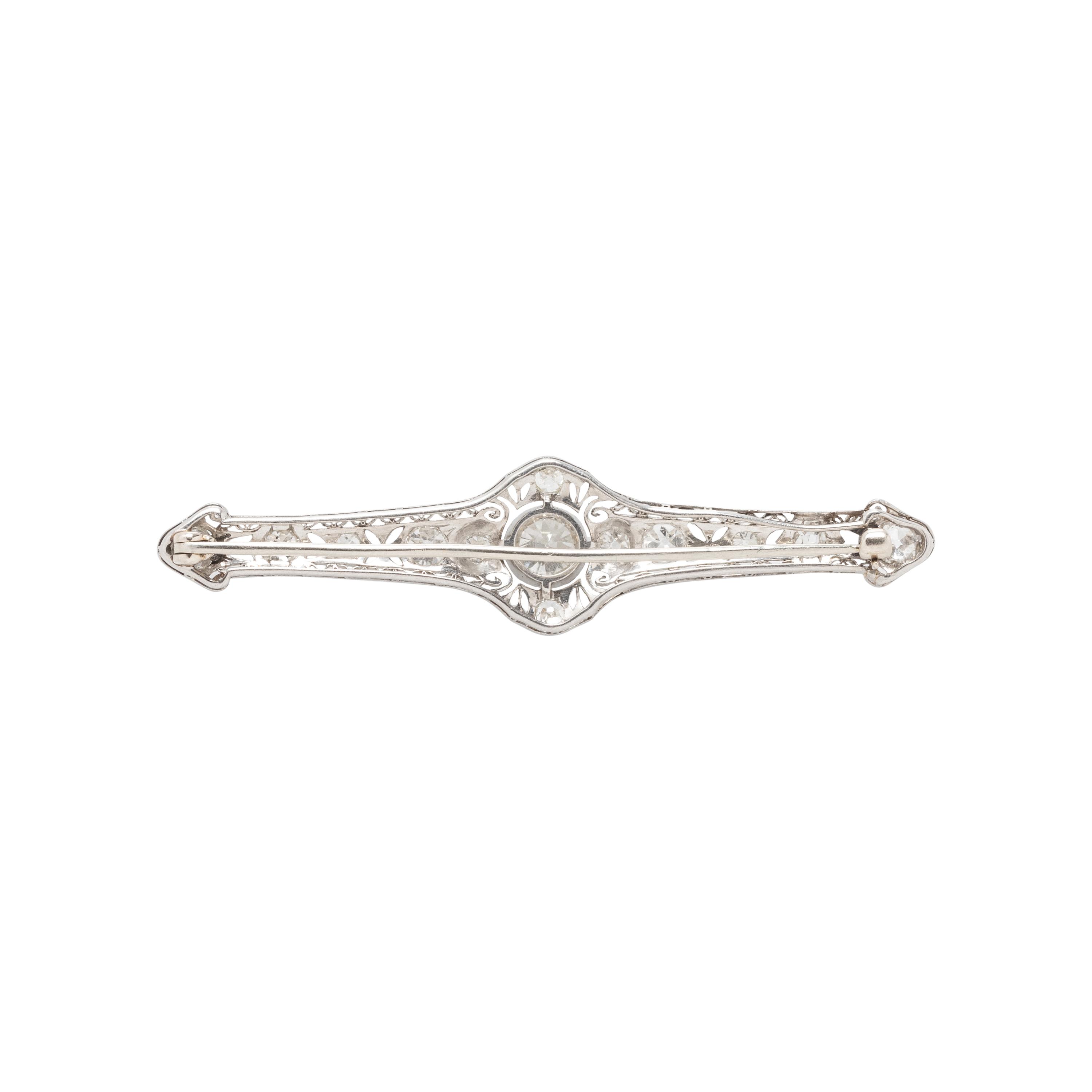 DIAMOND AND PLATINUM BAR BROOCH