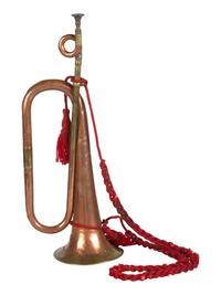 [CIVIL WAR]. Bugle with artillery cords, ca 1860s.