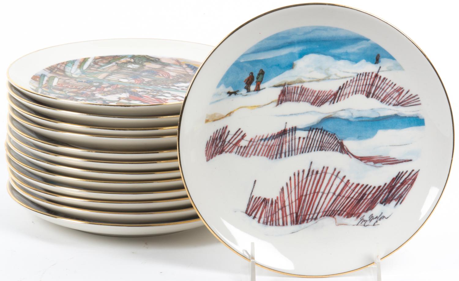 A Set of Thirteen Franklin McMahon Plates Diameter 8 inches.