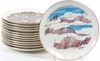 A Set of Thirteen Franklin McMahon Plates Diameter 8 inches.