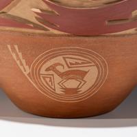 Large Three-Toned Deeply Carved Pottery Jar