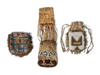 Northern Plains Beaded Hide Pouches and Prairie Drop