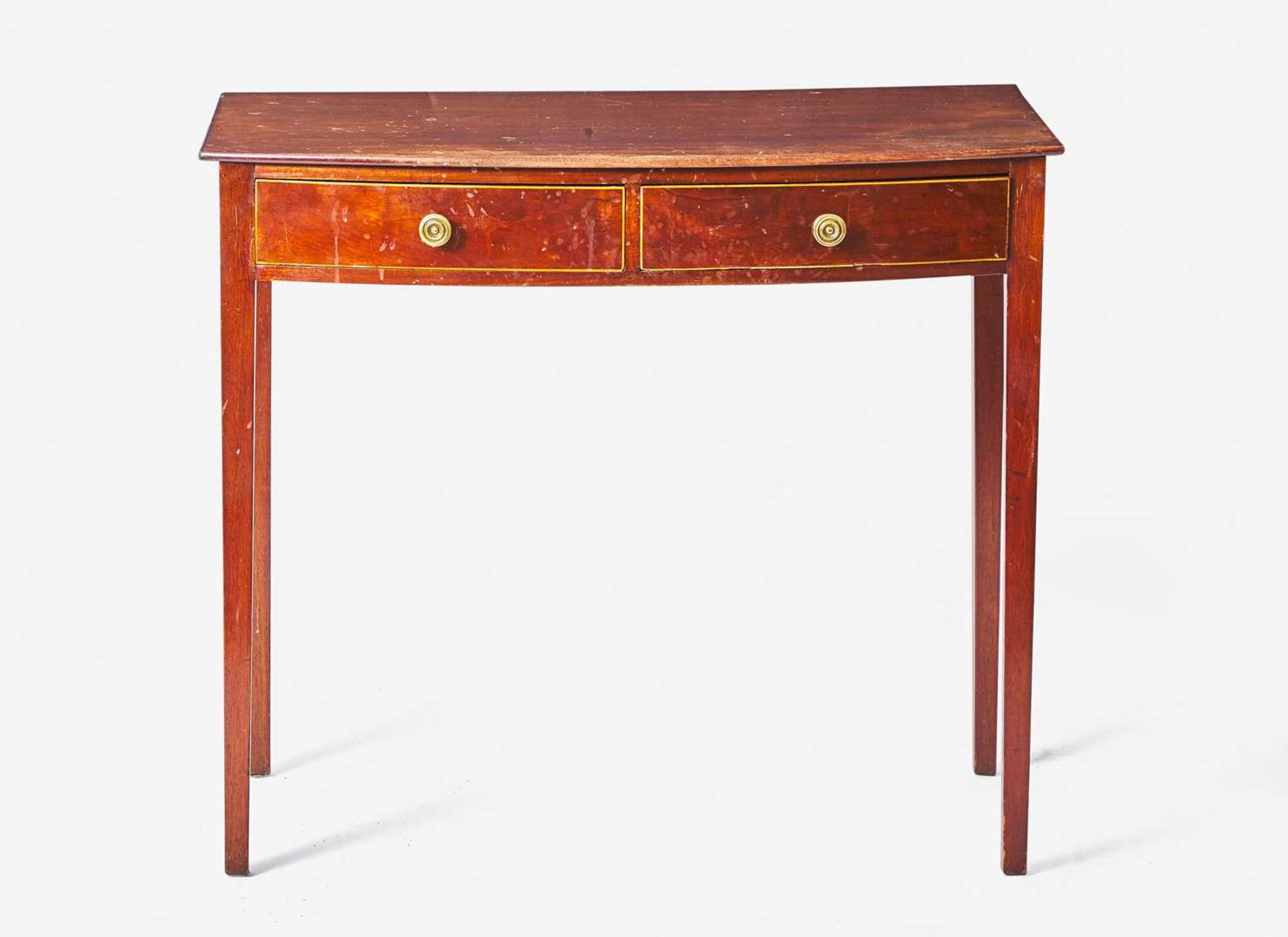 A George III bow-front inlaid mahogany serving table, circa 1790