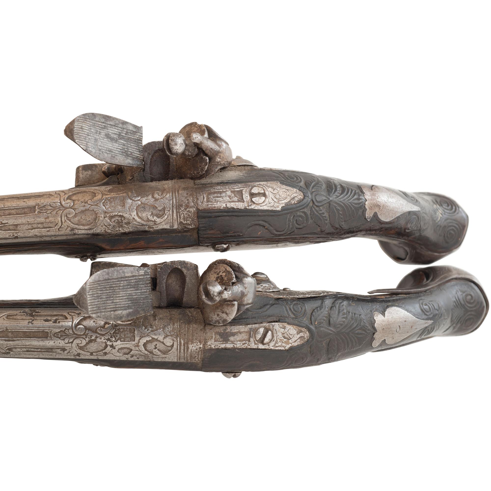 Pair of 19th Century Middle Eastern Flintlock Holster Pistols