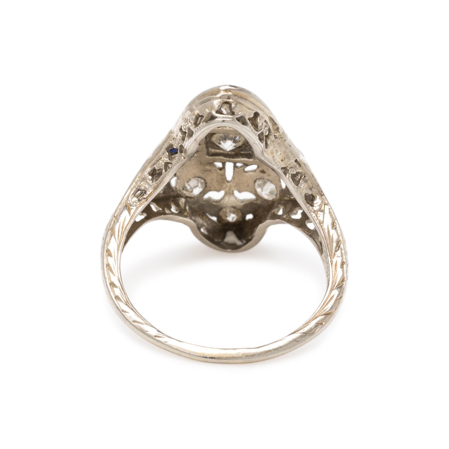 ANTIQUE, WHITE GOLD AND DIAMOND RING