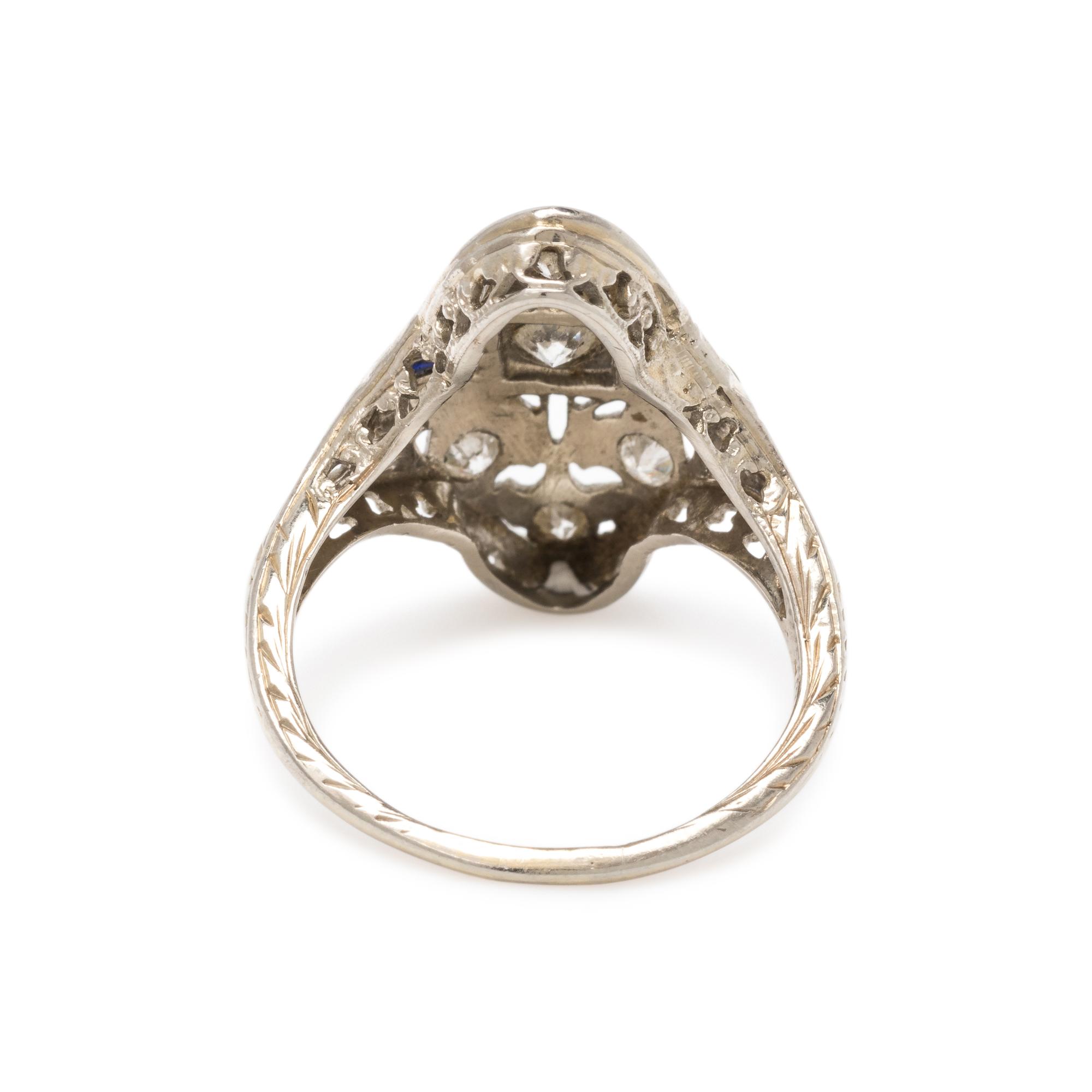 ANTIQUE, WHITE GOLD AND DIAMOND RING