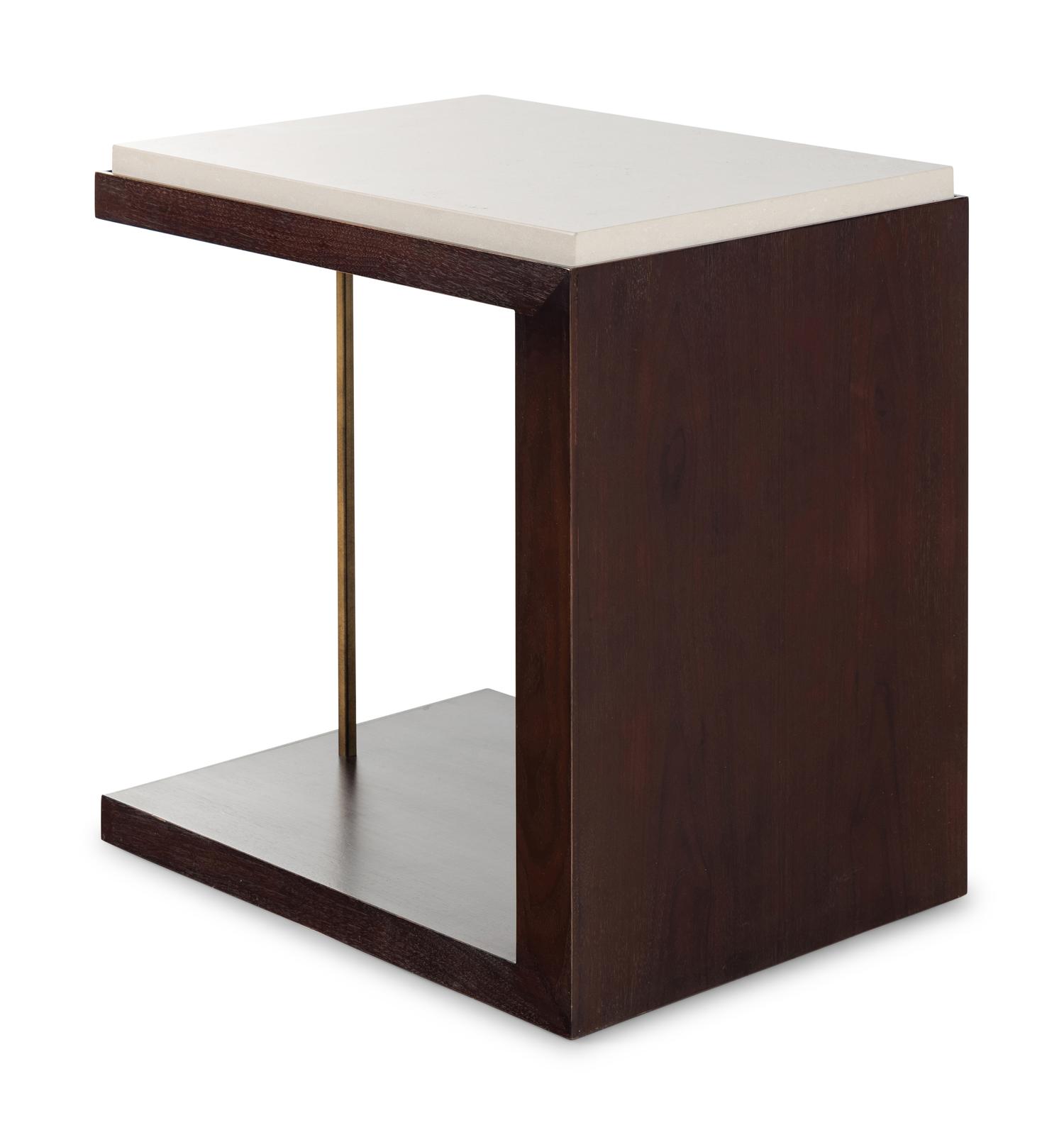 A Contemporary Stained Walnut Stone-Top Side Table