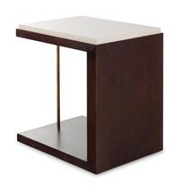 A Contemporary Stained Walnut Stone-Top Side Table