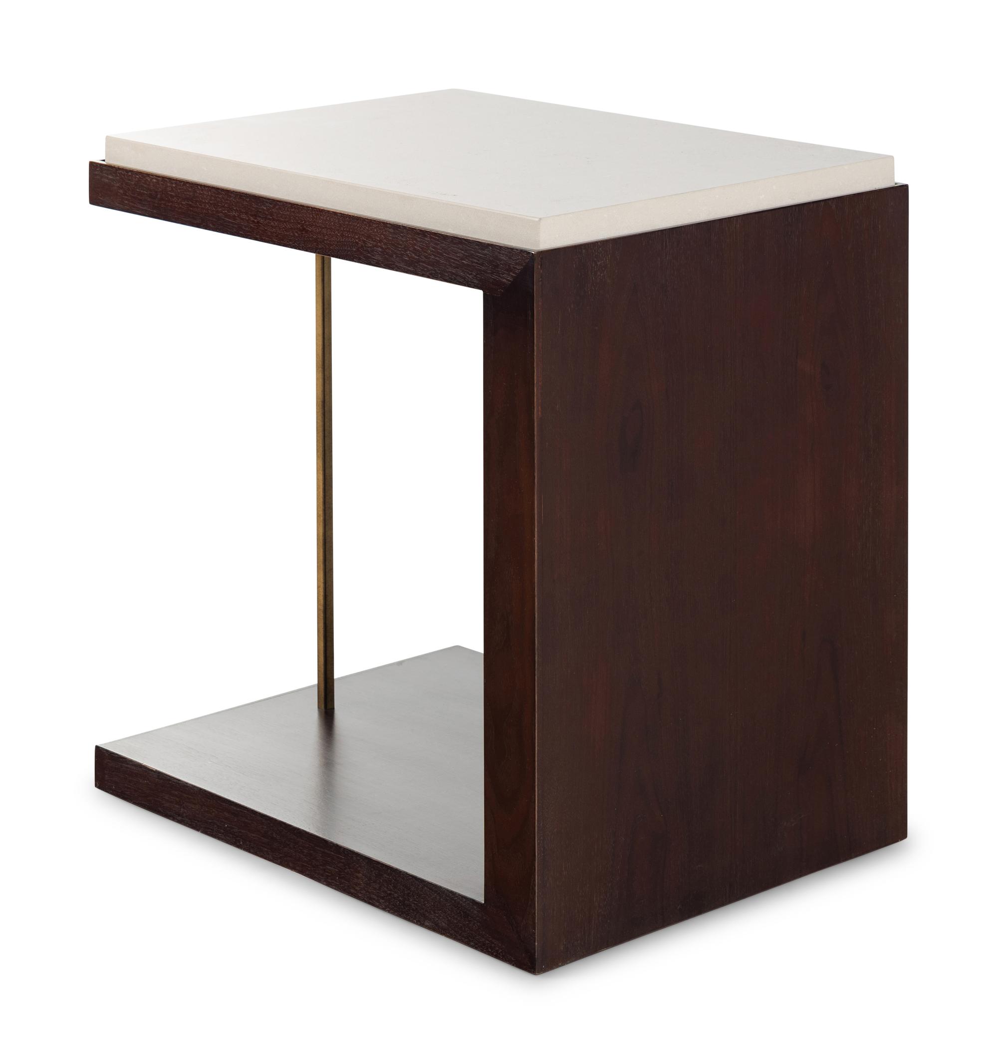 A Contemporary Stained Walnut Stone-Top Side Table