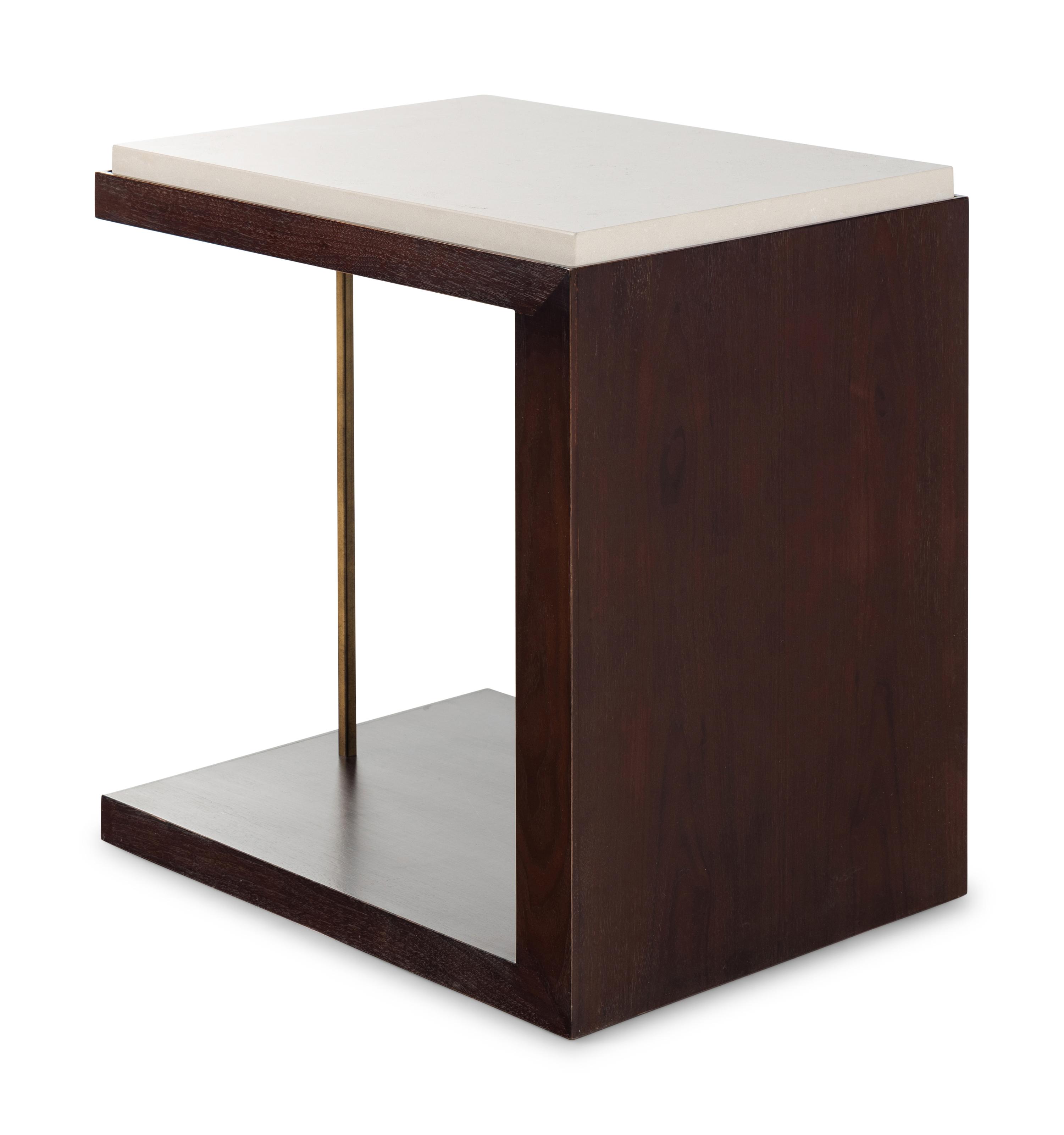 A Contemporary Stained Walnut Stone-Top Side Table