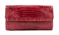 A Nancy Gonzalez Burgundy Columbian Crocodile Clutch, 8.75" x 4.75" x 1.25".
