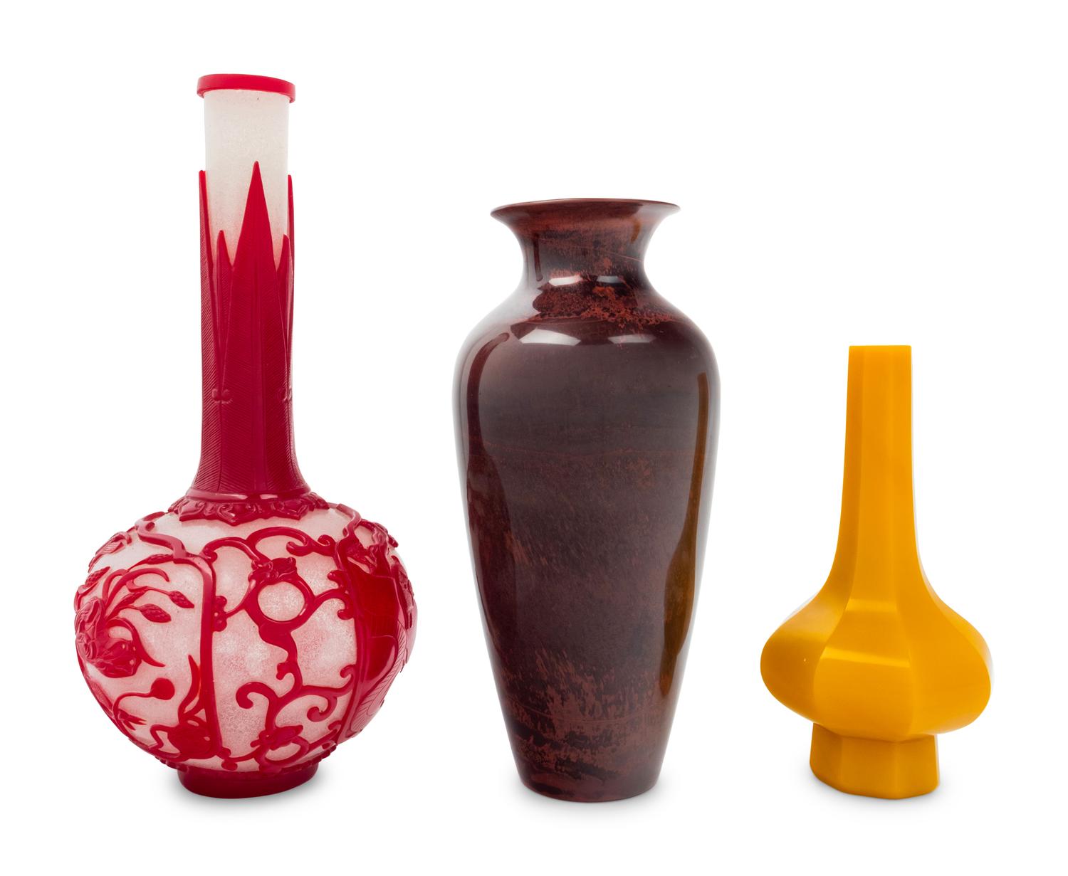 Three Chinese Glass Vases