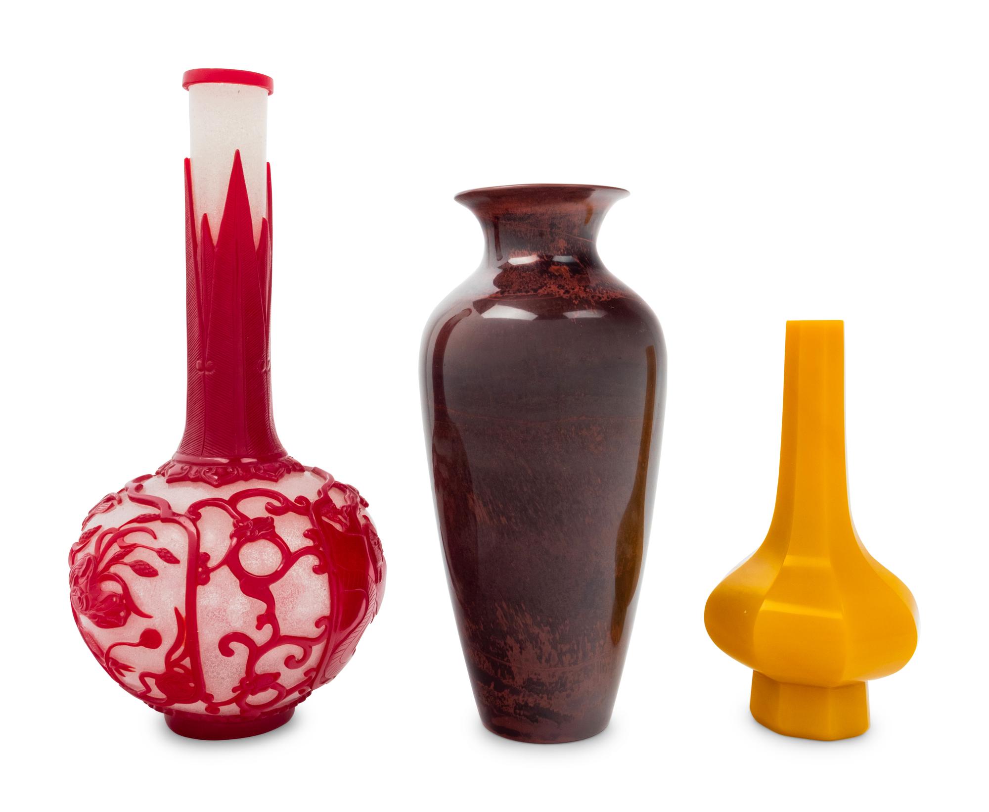 Three Chinese Glass Vases