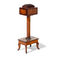 A German or Austrian Walnut and Burlwood Needlework Stand