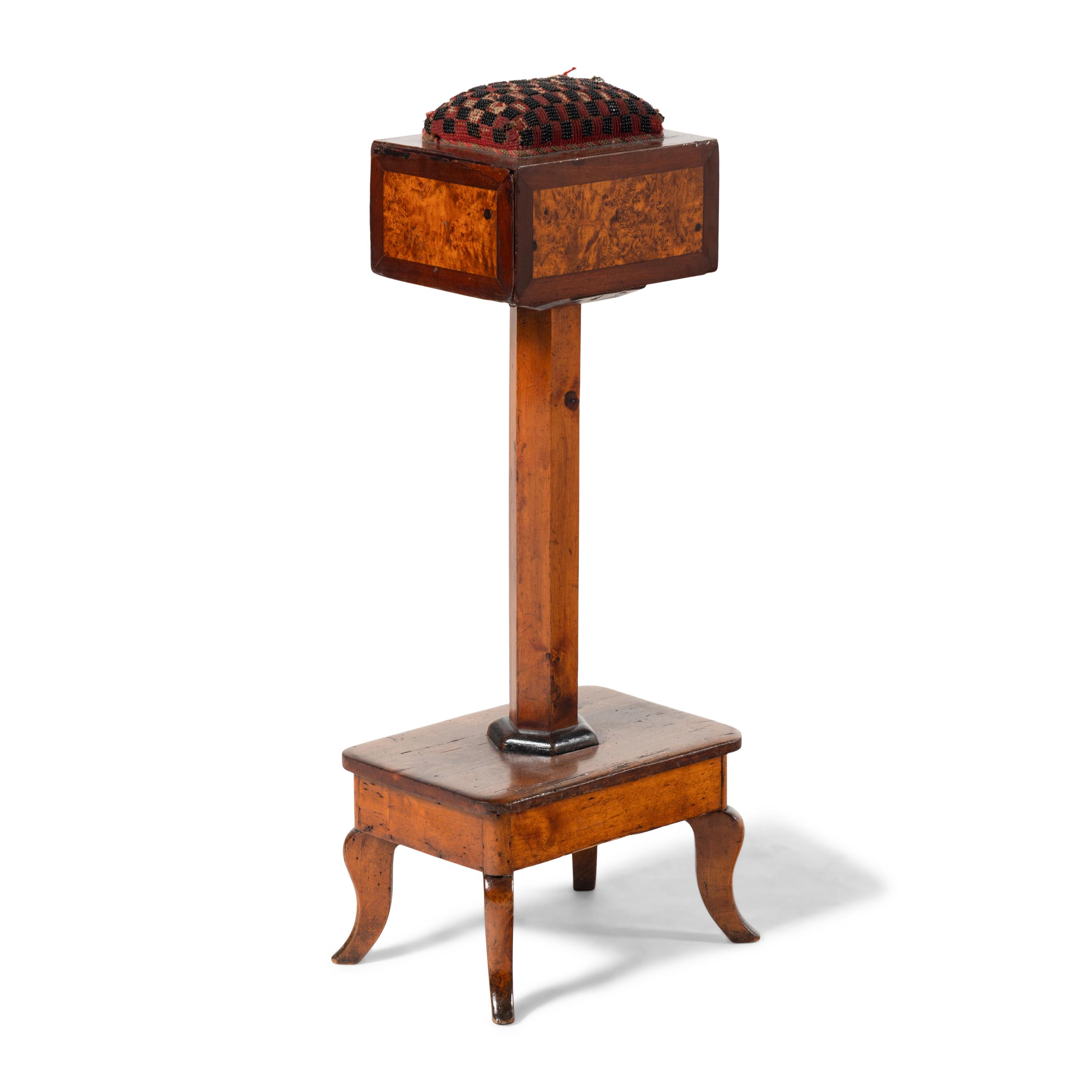 A German or Austrian Walnut and Burlwood Needlework Stand