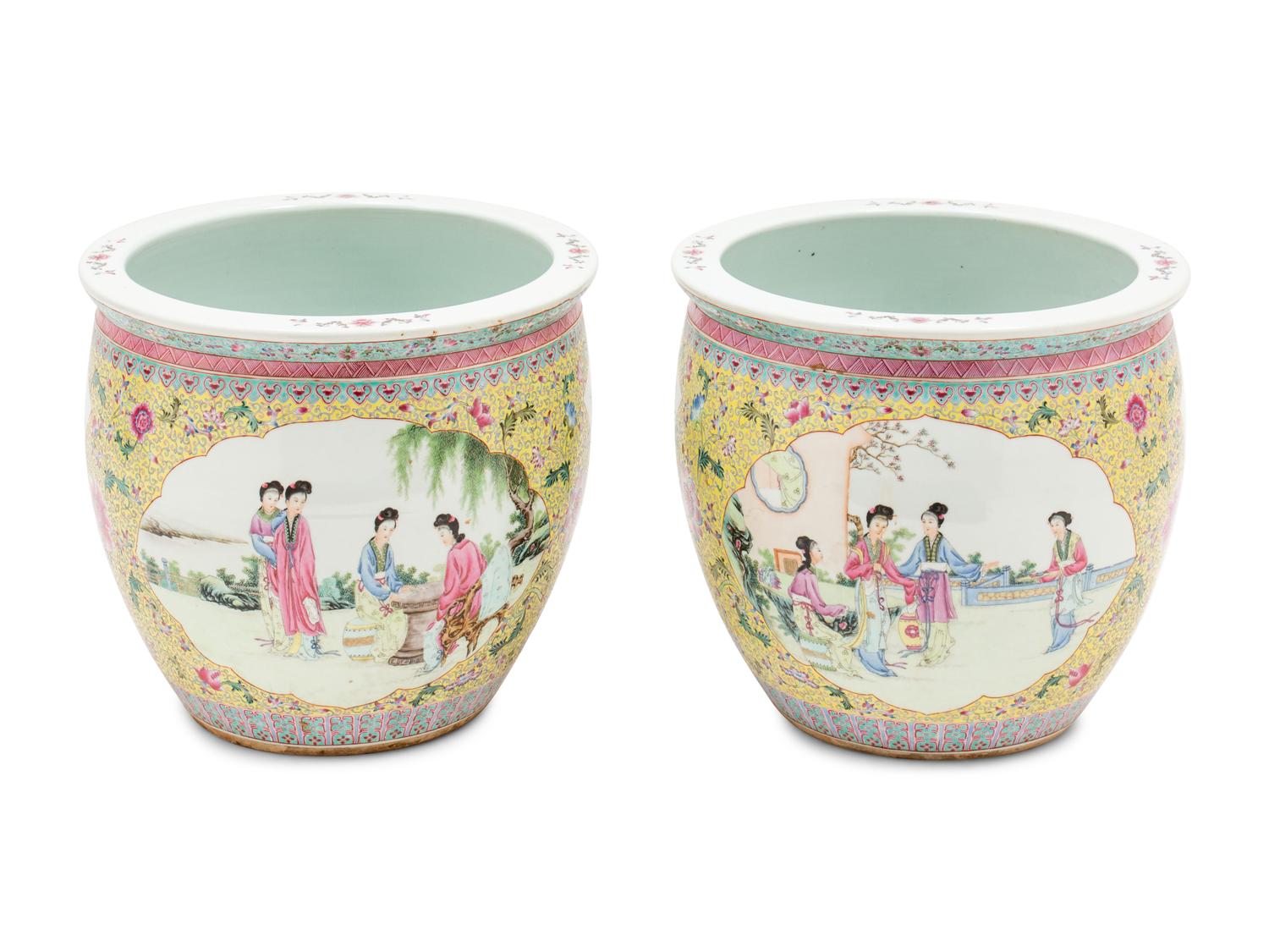 A Pair of Chinese Porcelain Planters