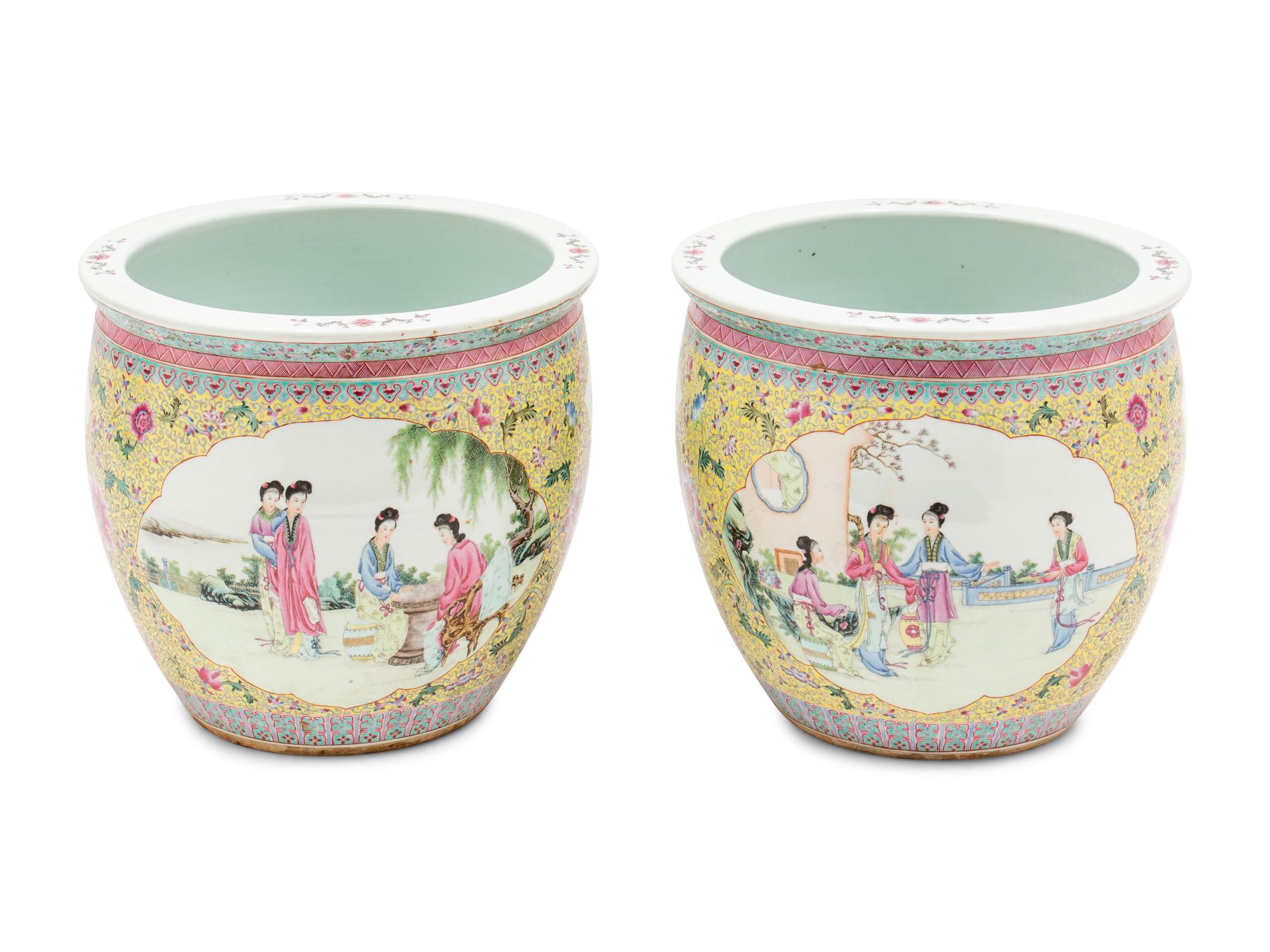 A Pair of Chinese Porcelain Planters