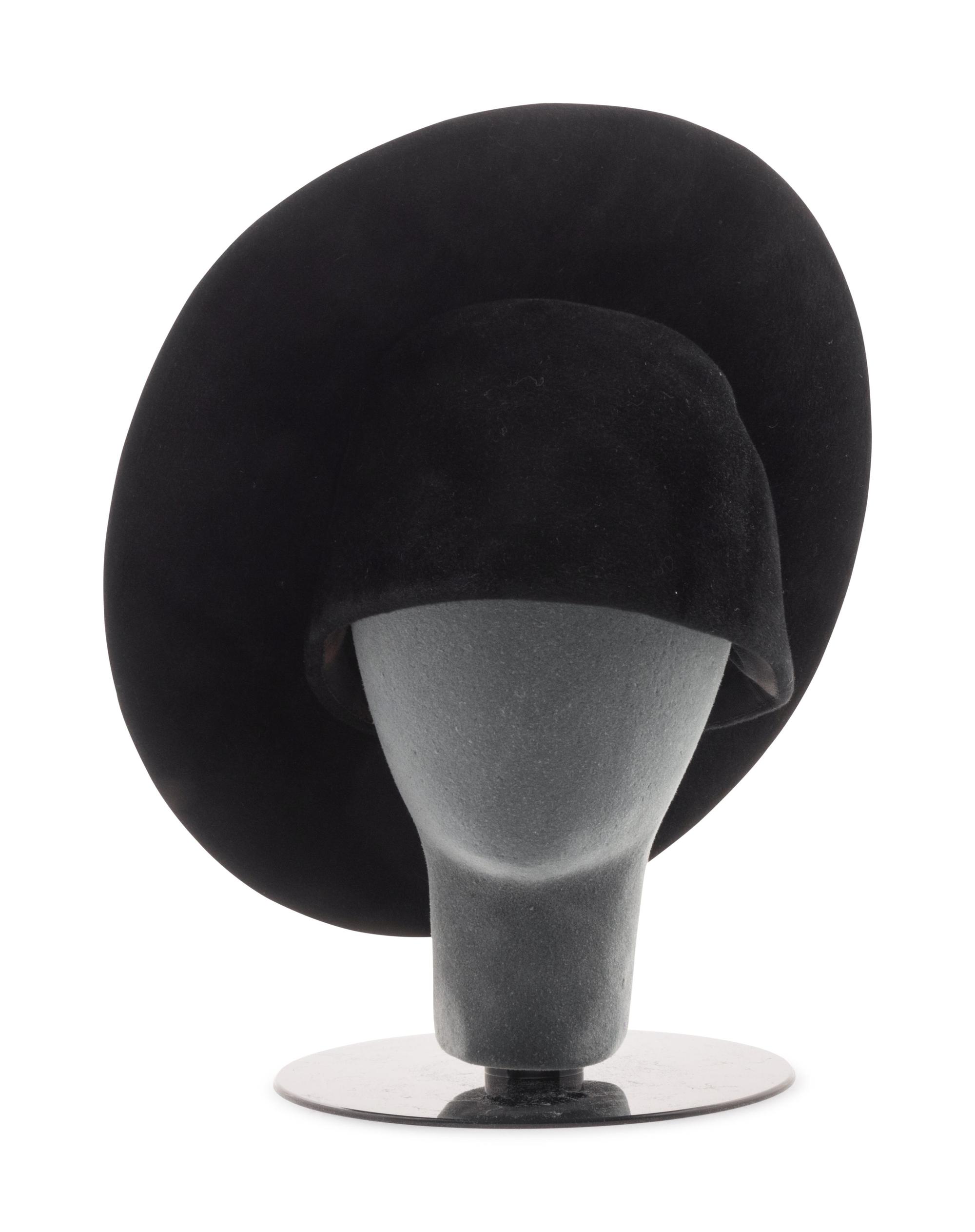 Two Pierre Cardin Black Felt Hats, 1960-70s