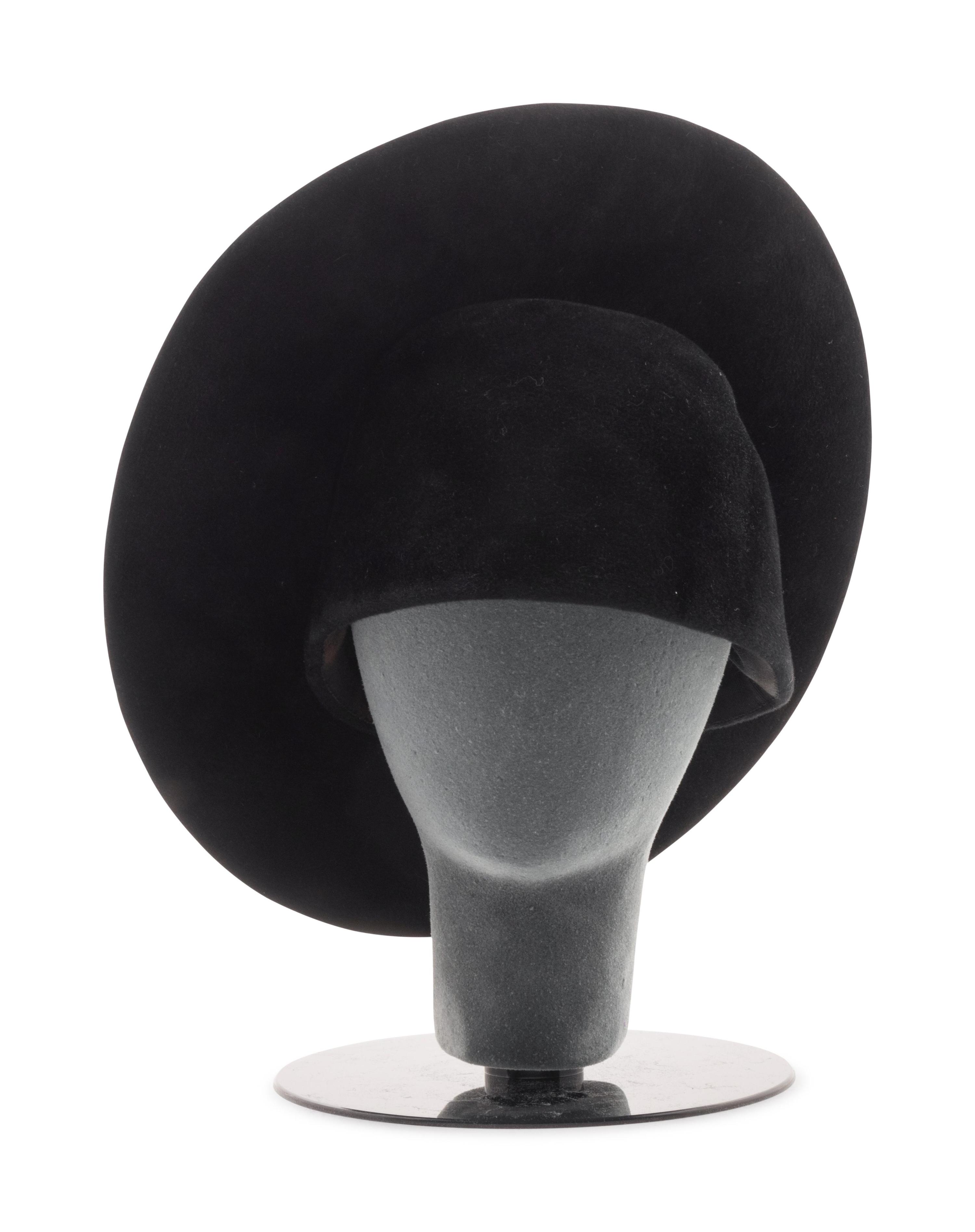 Two Pierre Cardin Black Felt Hats, 1960-70s
