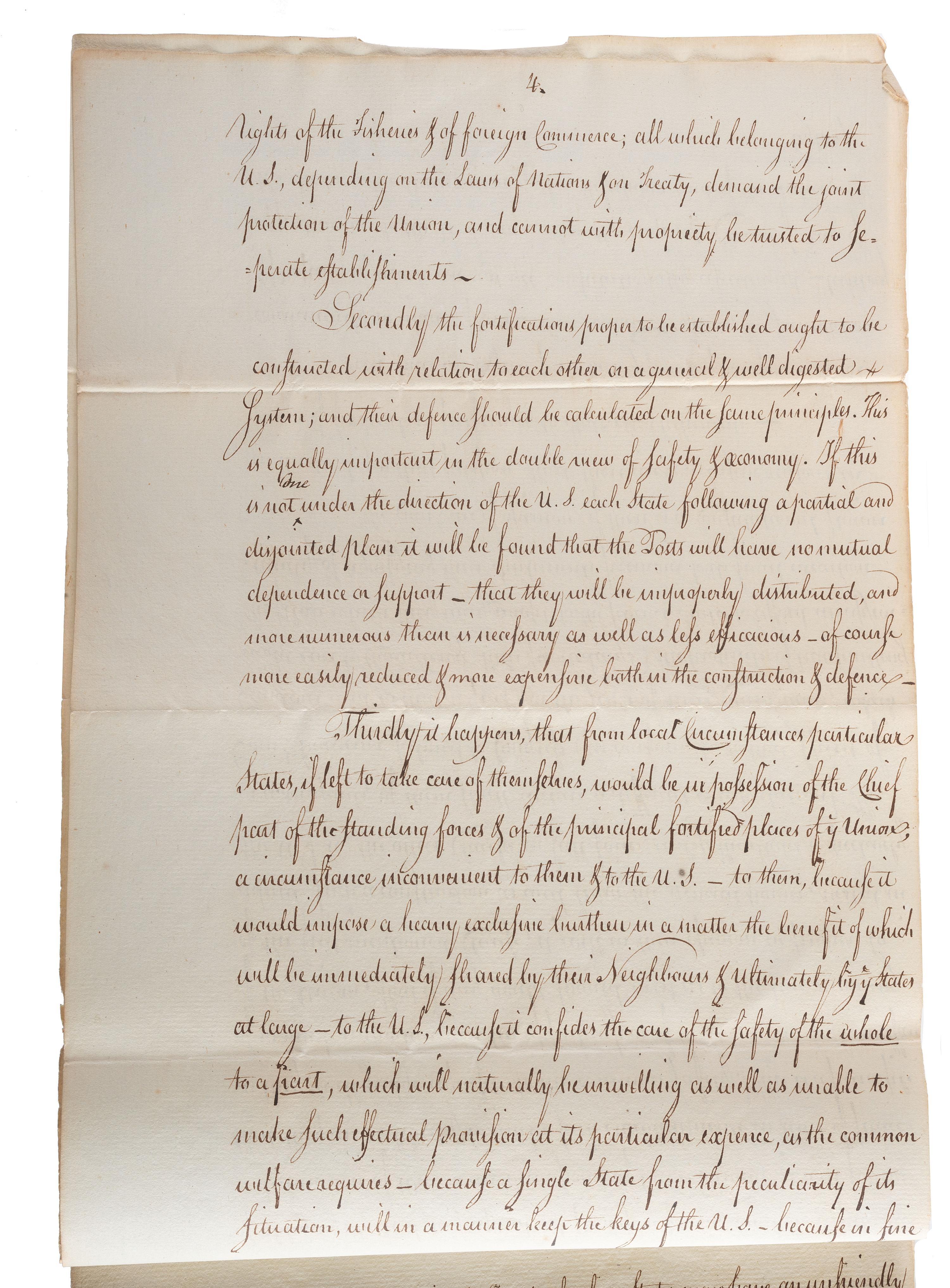 [CONTINENTAL CONGRESS] -- [HAMILTON, Alexander (1755-1804)]. [HOLTEN, Dr. Samuel (1738-1816).] Dr. Samuel Holten's personal copy of the Report of a Committee to the Continental Congress on a Military Peace Establishment, [1783].