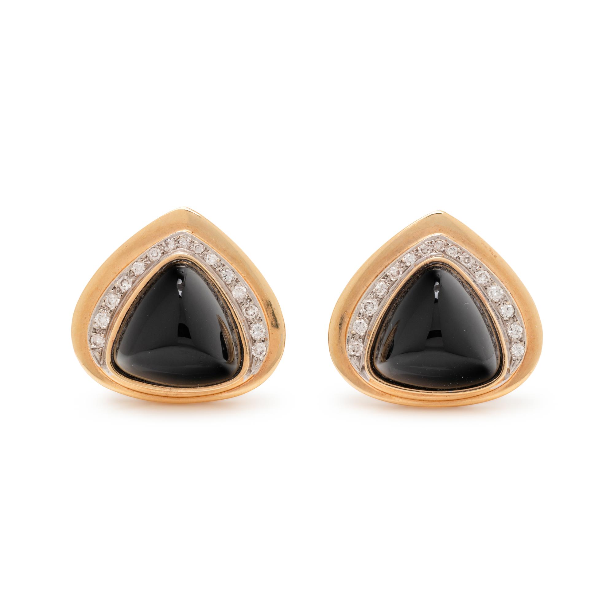 ONYX AND DIAMOND EARCLIPS