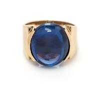 A 14 Karat Yellow Gold and Ceylon Sapphire Ring,