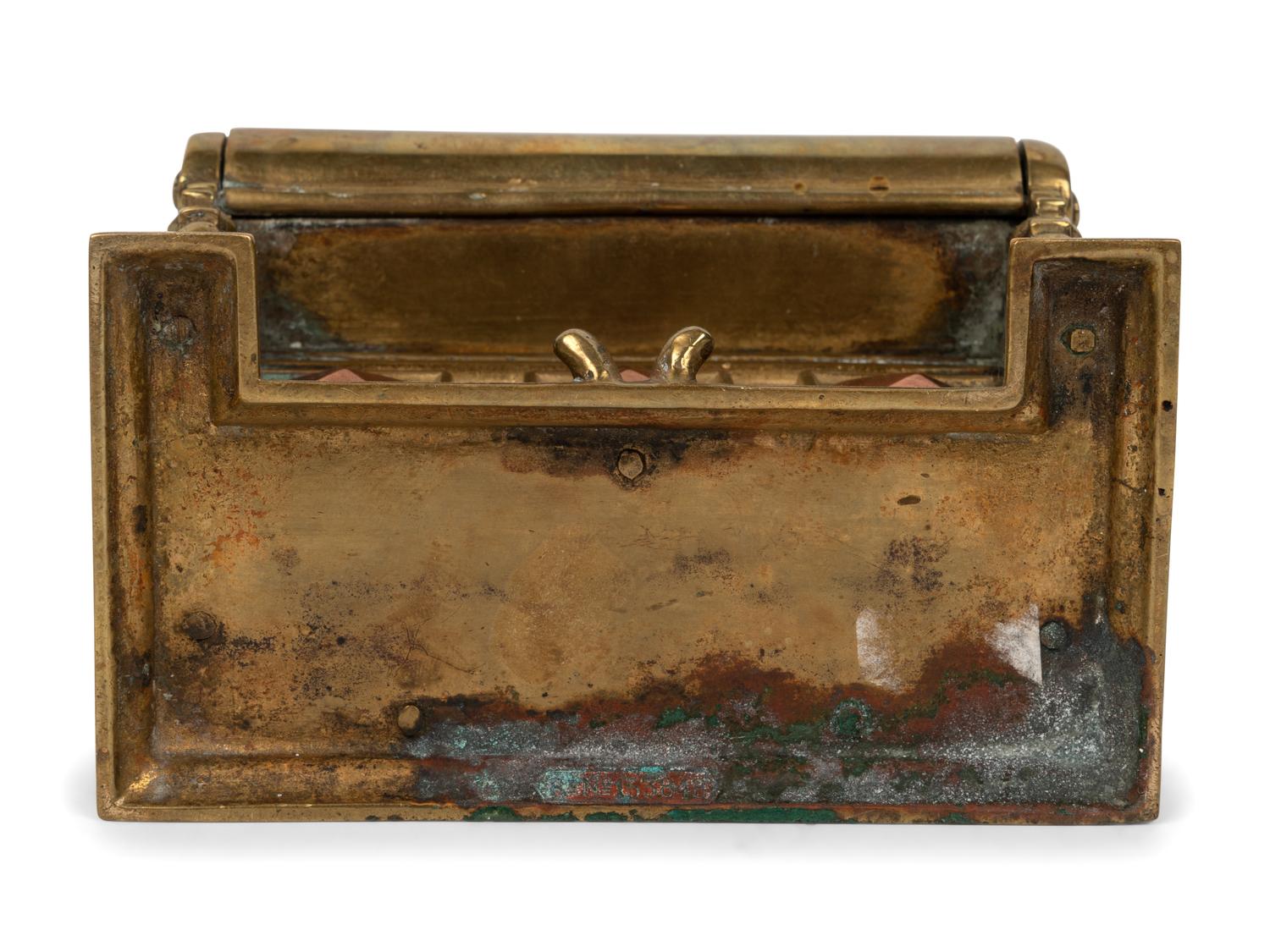 Two Piano-Form Inkwells and an English Silver Letterbox Inkwell