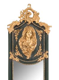 A Pair of Louis XV Style Painted and Parcel Gilt Composition Mirrors