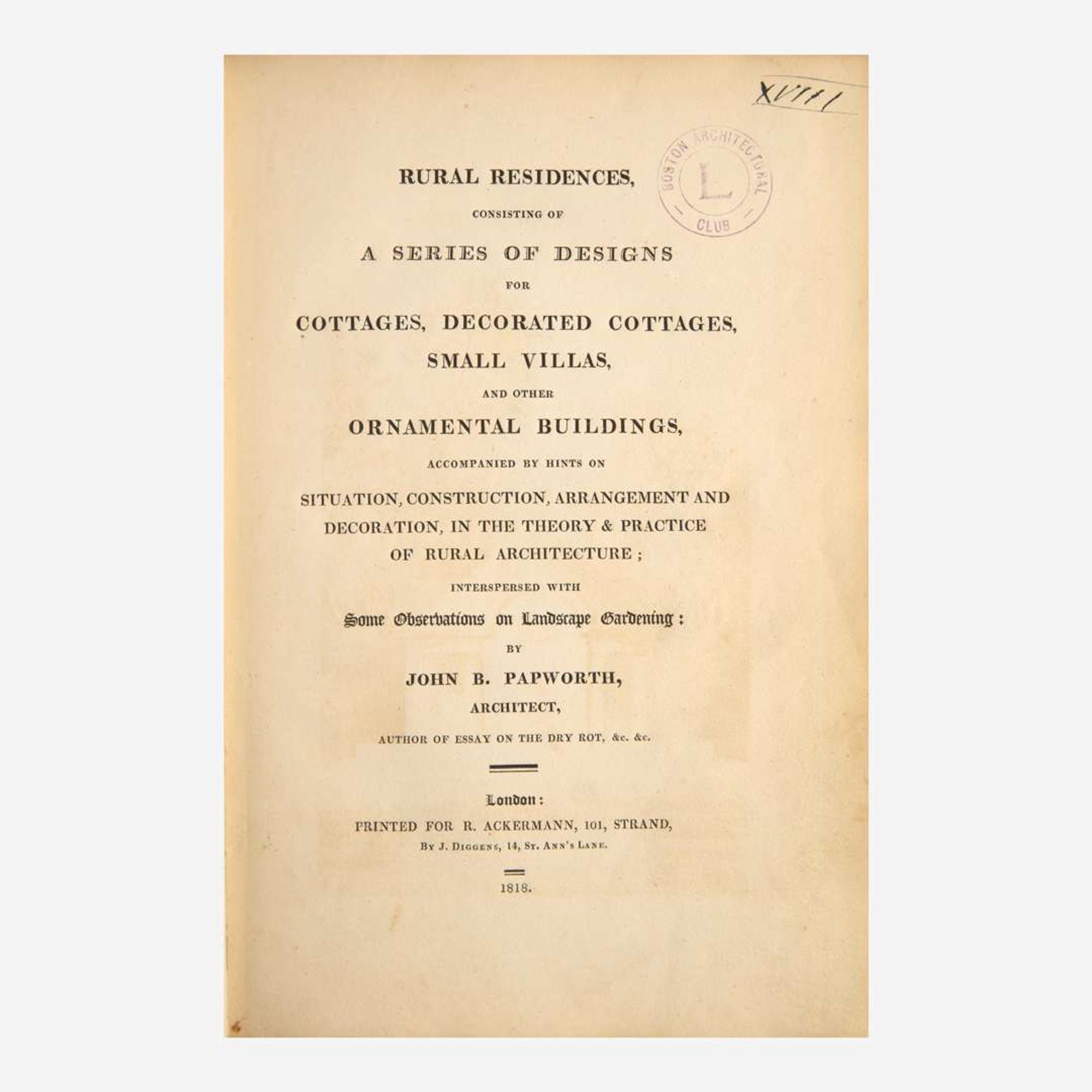 [Architecture] Papworth, John Buonarotti Group of 2 First Editions