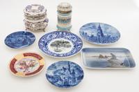 A Group of Eight Continental Porcelain Articles Length of tray 8 1/4 inches.