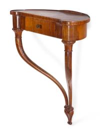 A Biedermeier Burlwood Hanging Corner Shelf