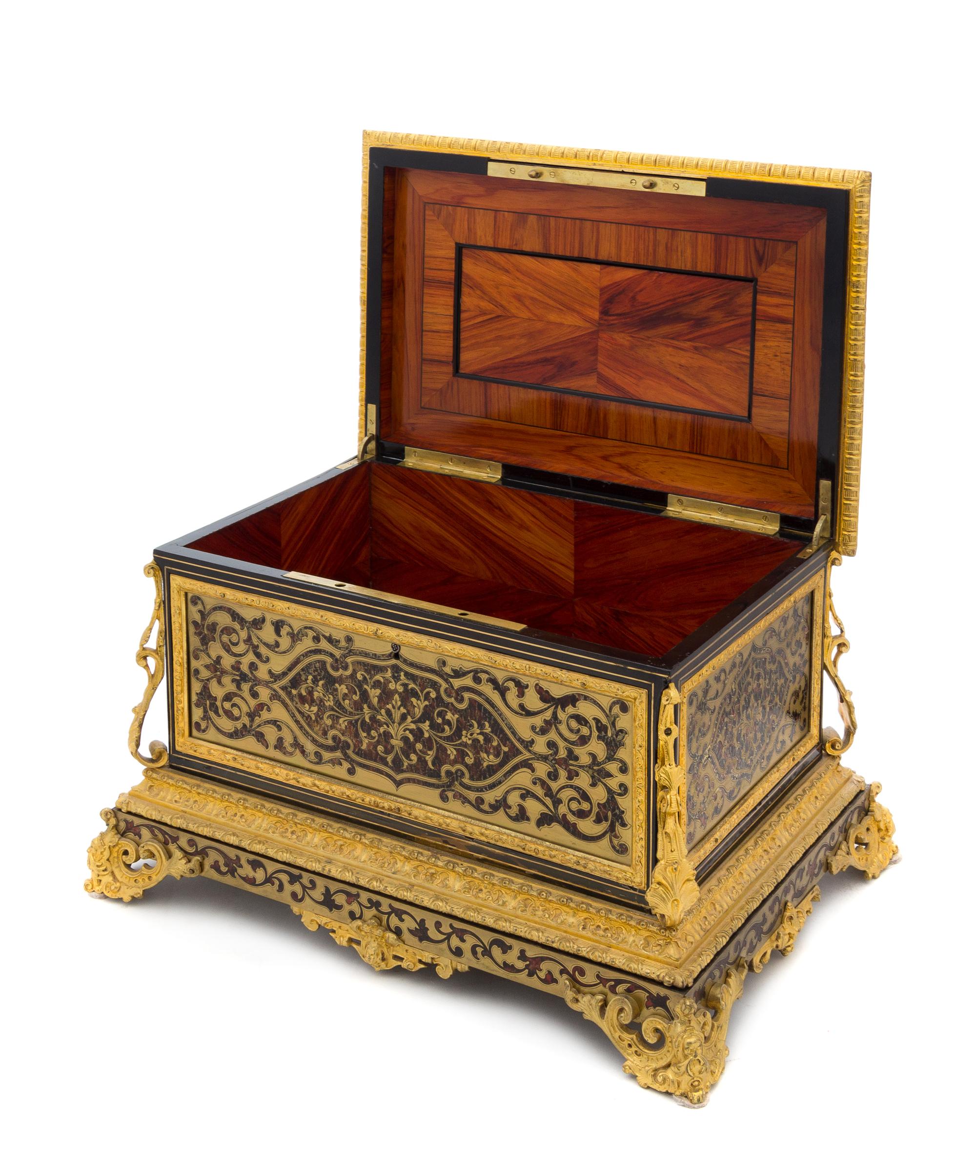A Napoleon III Gilt Bronze Mounted Boulle Marquetry Casket Height 13 x width 16 1/2 x depth 12 inches. — ALPHONSE GIROUX, PARIS, MID-19TH CENTURY