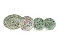 Four Chinese Famille Rose Porcelain Plates