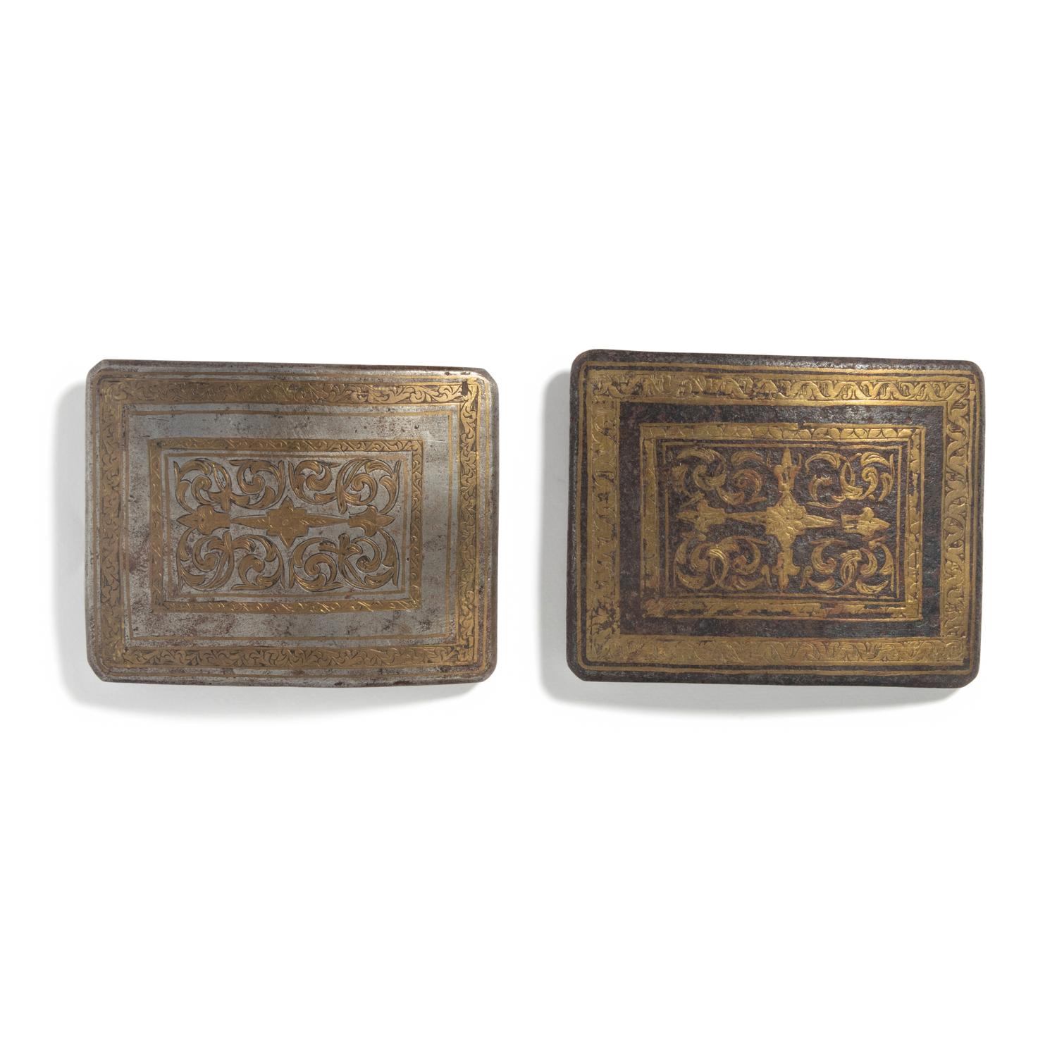 A Pair of Indo-Persian Gilt Silver Belt Buckles