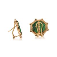 CARVED JADE AND DIAMOND EARCLIPS