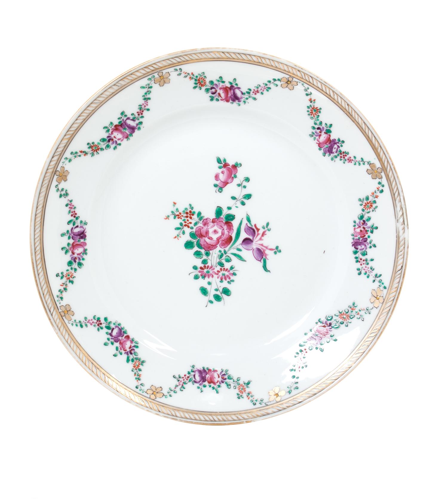 A Chinese Export Famille Rose Porcelain Plate Diameter 8 7/8 inches.