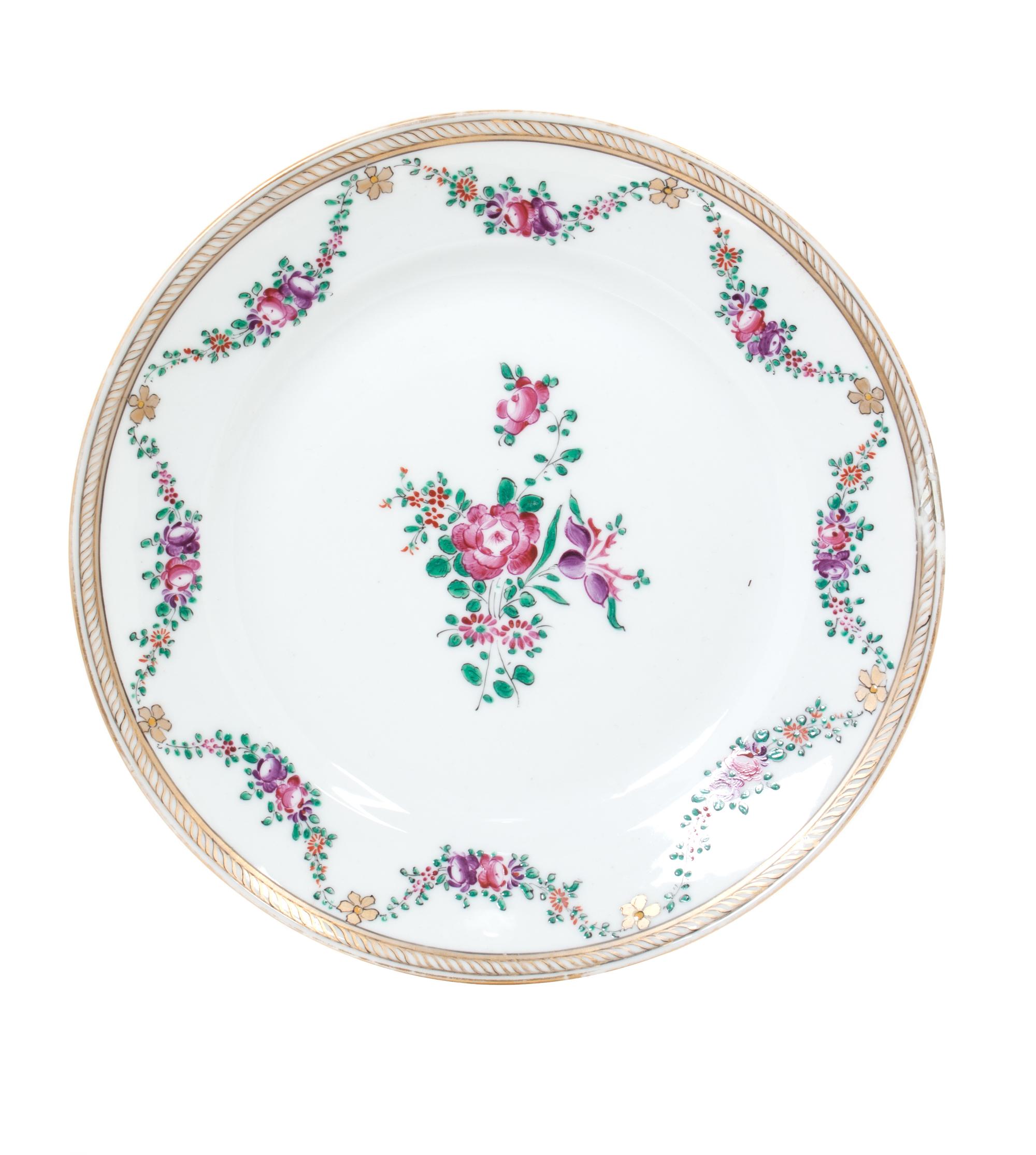 A Chinese Export Famille Rose Porcelain Plate Diameter 8 7/8 inches.