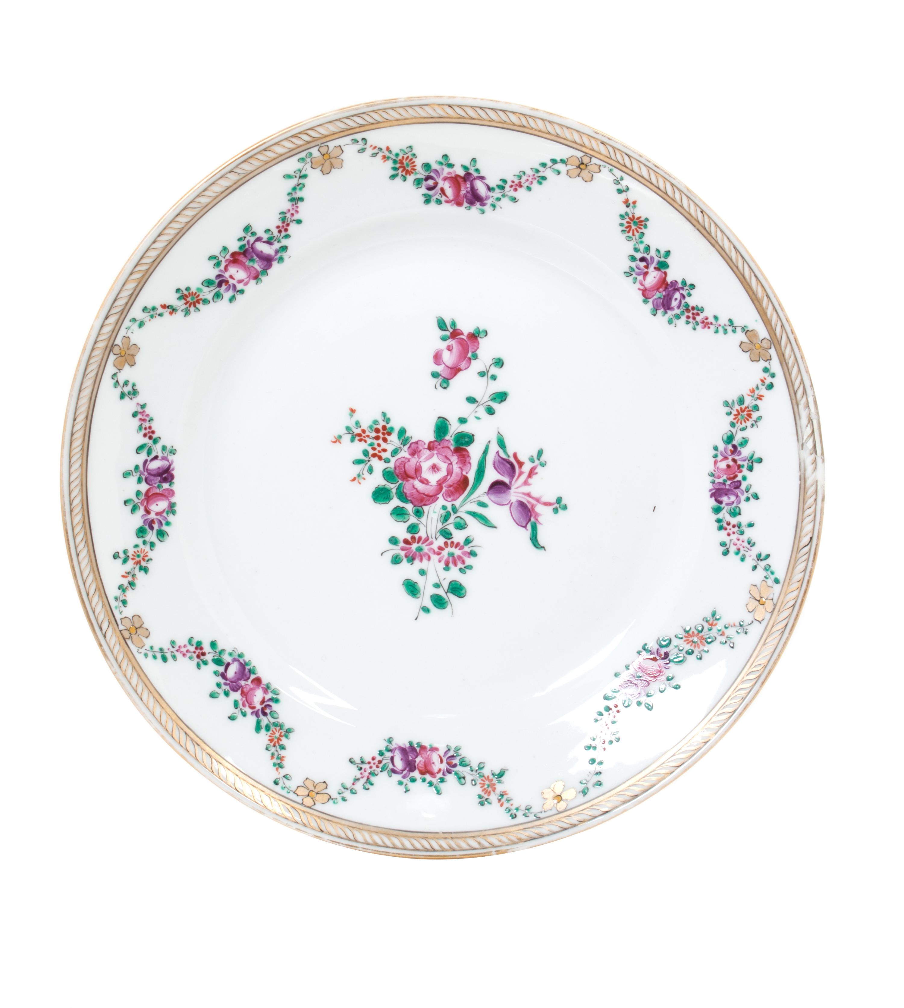 A Chinese Export Famille Rose Porcelain Plate Diameter 8 7/8 inches.