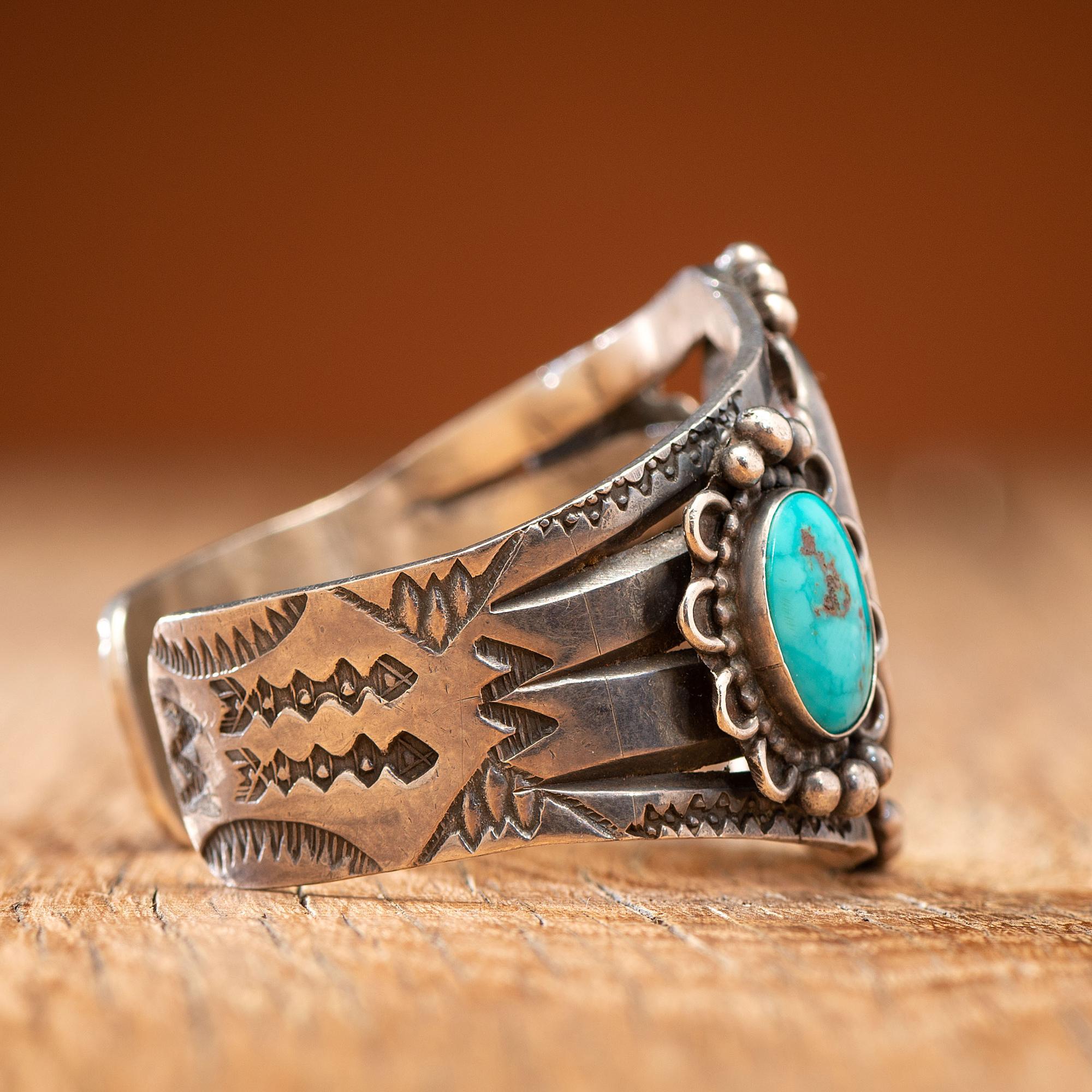 Navajo Silver and Turquoise Cuff Bracelet