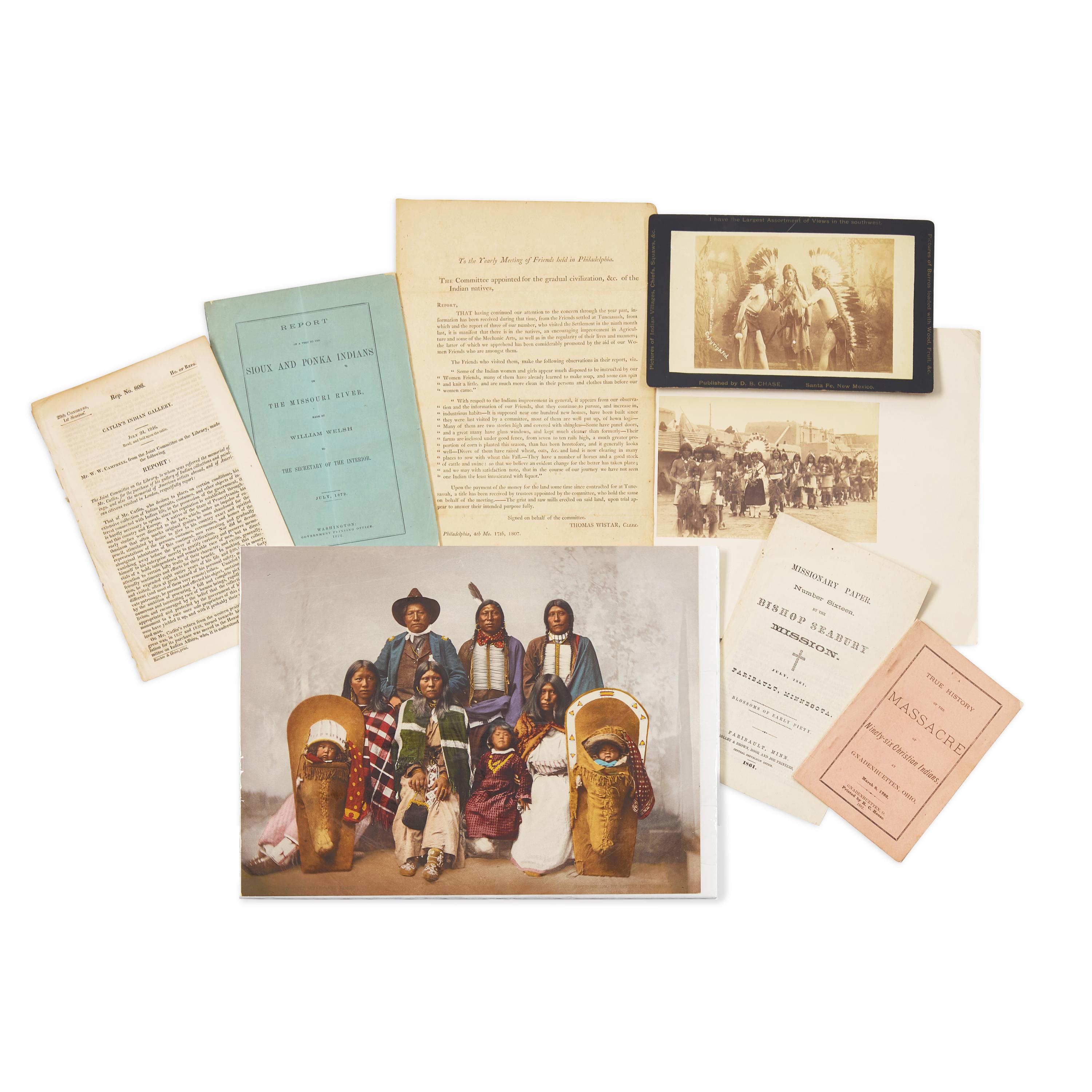 [Native-Americana] Group of Nine Photographic and Printed Items Related to Native Americans, ca. 1807-1900