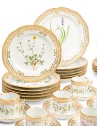 A Royal Copenhagen Flora Danica Porcelain Part Dinner Service