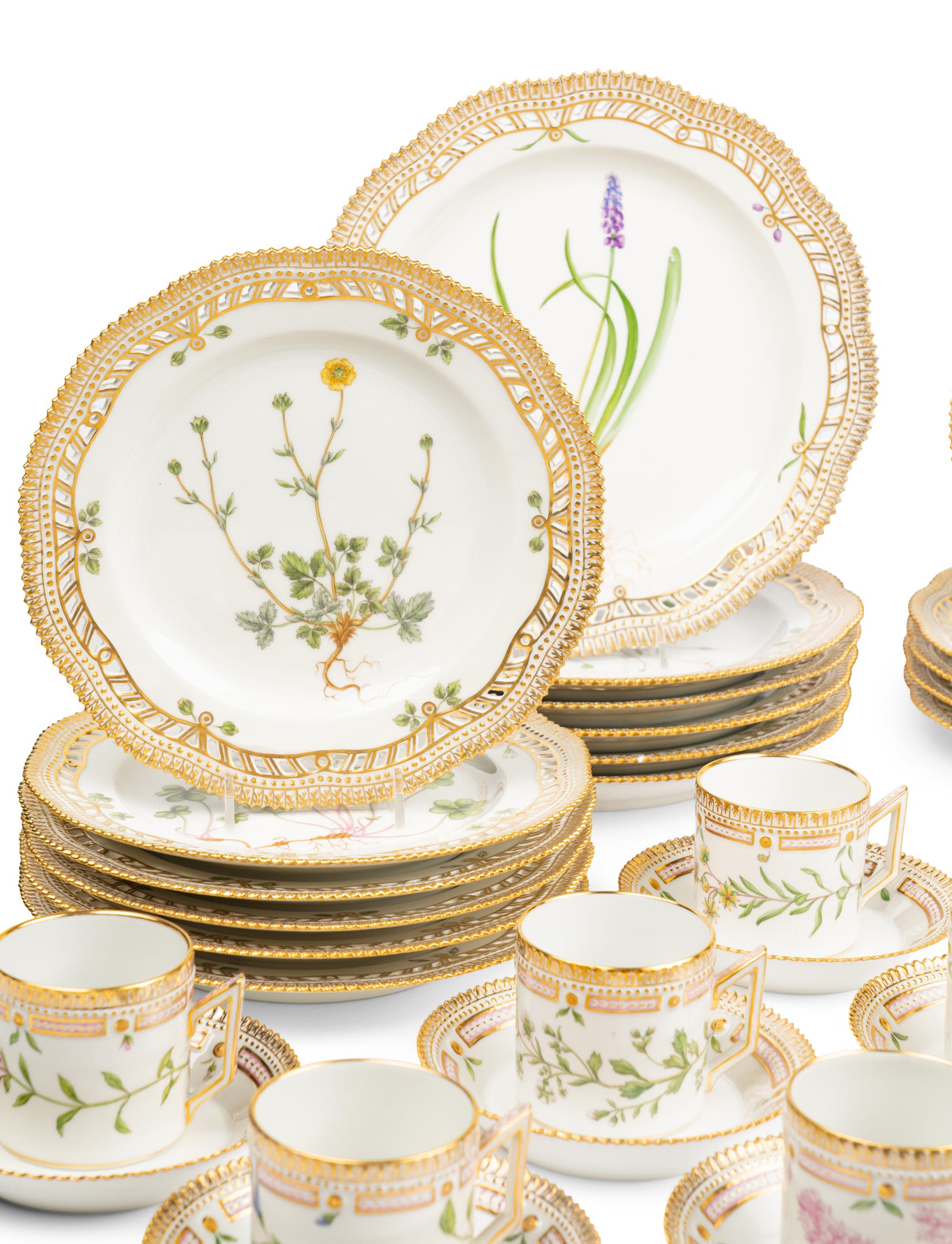 A Royal Copenhagen Flora Danica Porcelain Part Dinner Service