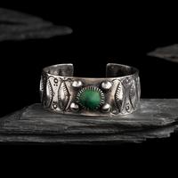 Early Navajo Ingot and Turquoise Cuff Bracelet