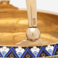 A Russian Silver-Gilt and Enamel Sugar Bowl