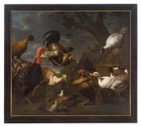 Continental School, (Probably 17th/18th Century), Landscape with Fighting Fowl