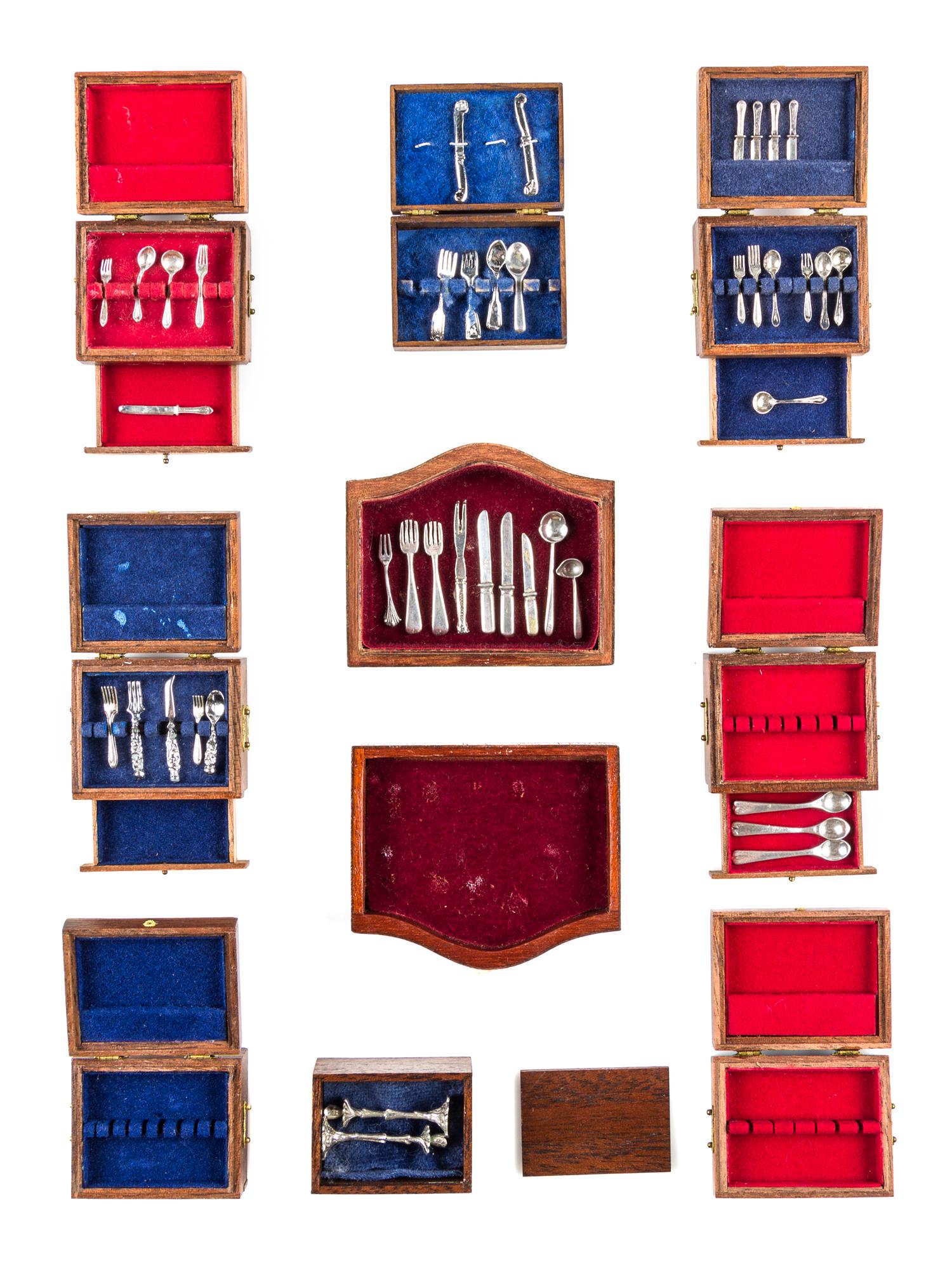 A Group of Nine Silver Boxes, Various Makers, comprising six examples by Judy Beals, three of which contain silver flatware articles; a