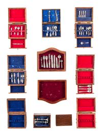 A Group of Nine Silver Boxes, Various Makers, comprising six examples by Judy Beals, three of which contain silver flatware articles; a