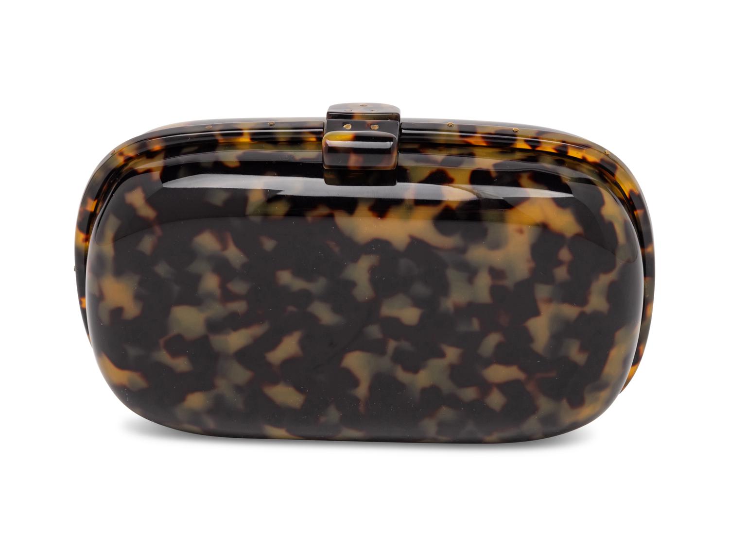 BOTTEGA VENETA, TORTOISE-EFFECT RESIN CLUTCH