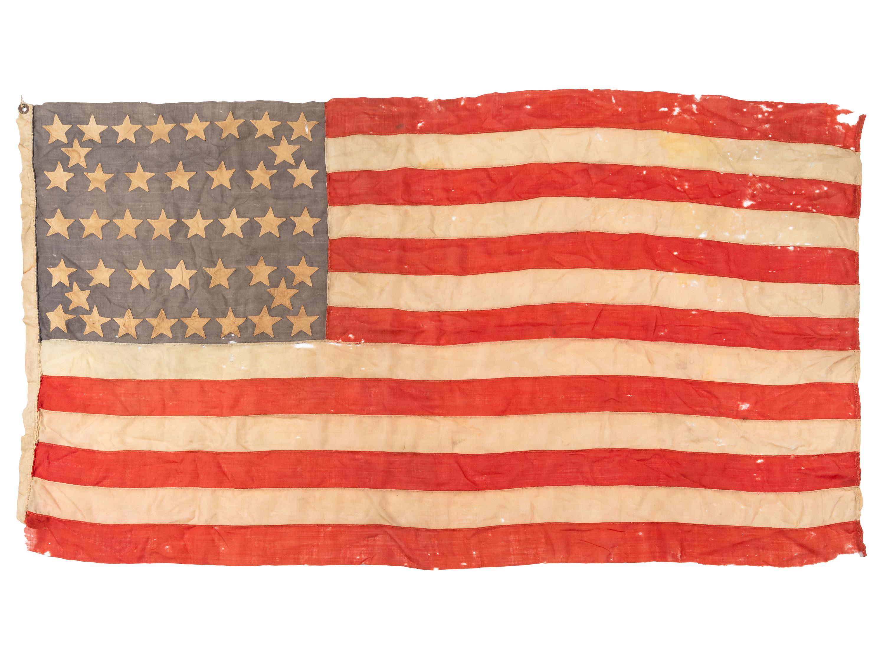 [FLAGS]. 42-star American flag with unusual star pattern. Ca 1889-1890.