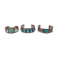 Silver and Turquoise Cuff Bracelet, PLUS Two Navajo Cuff Bracelets